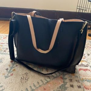 Free People Reversible Vegan Leather Tote with matching pouches